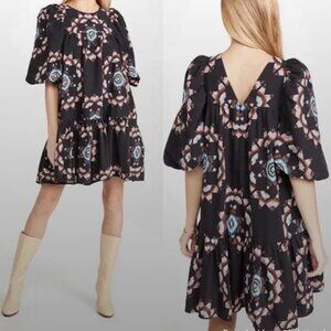 Sea New York Lindstrom dress quilt print with puff sleeves